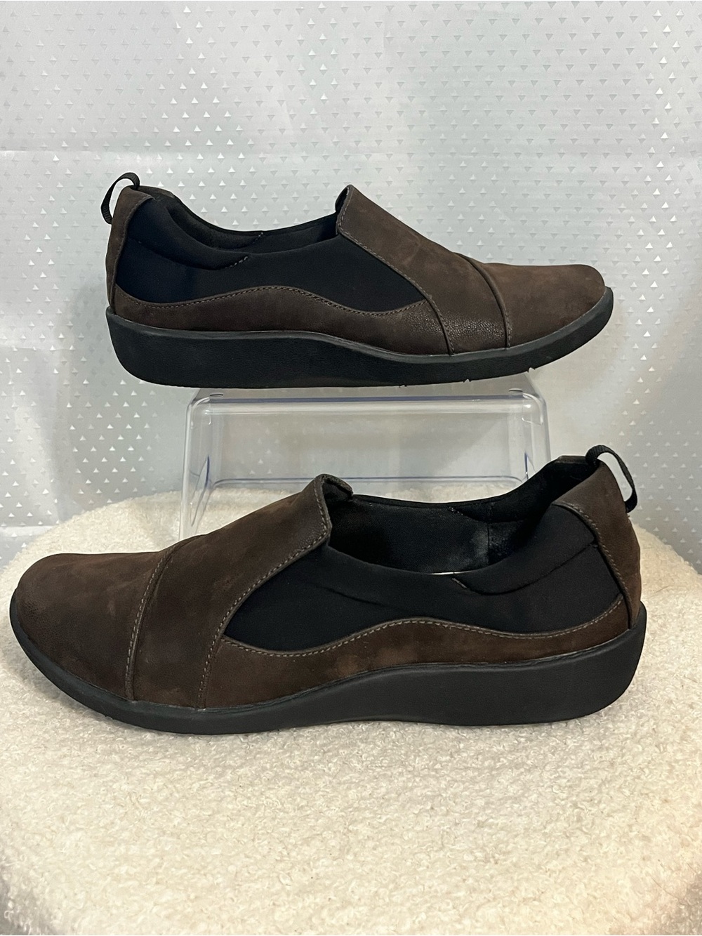 Clarks Cloudsteppers Brown Suede Slip-On Comfort Shoes